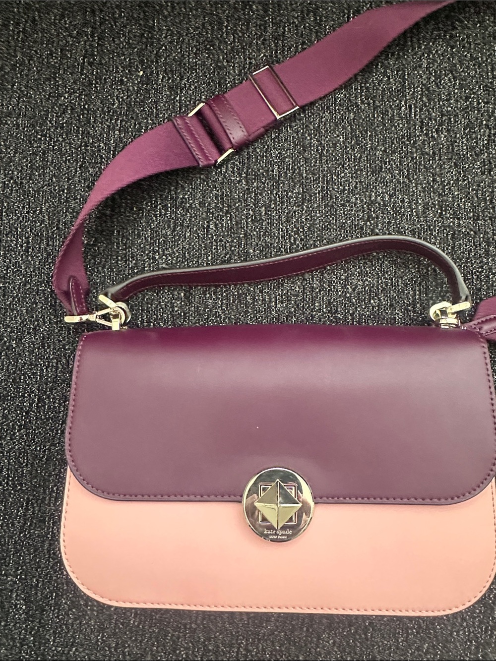 kate spade Plum and Blush Pink Two-Tone Leather Crossbody